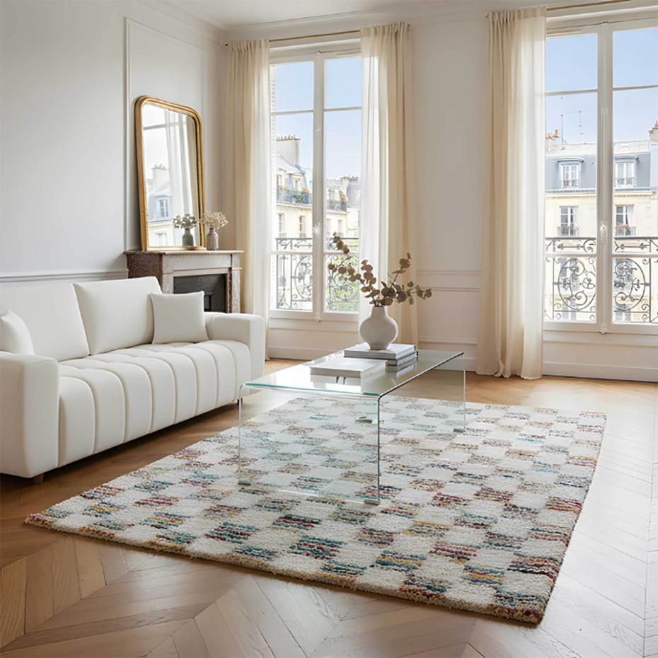 Tapis shaggy rectangulaire en polypropylène, CANDY