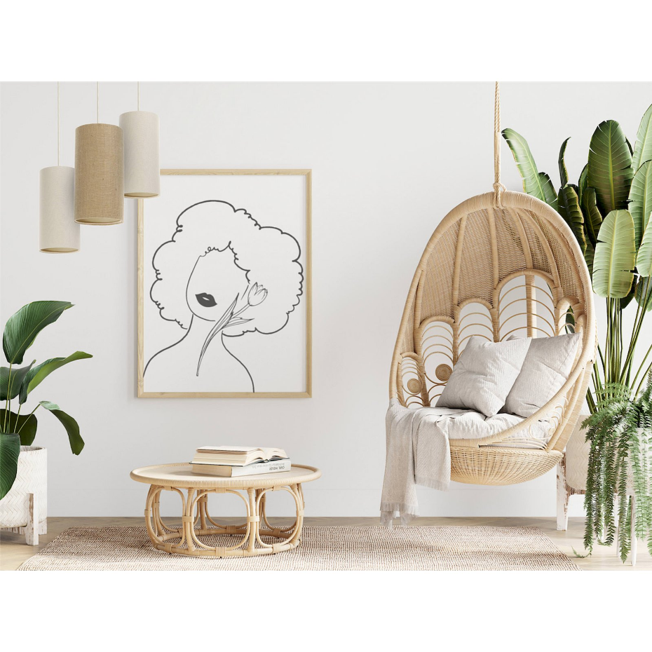 Suspension en lin rond Boho Elegant