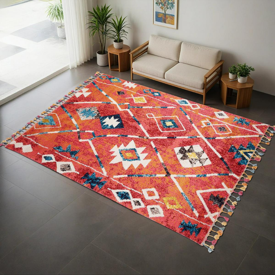 Tapis berbère tissé motifs tribaux LYN5 OURIKA B