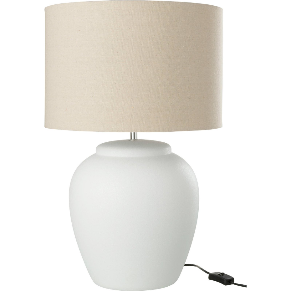 Lampe de salon en poterie avec abat-jour lin rond