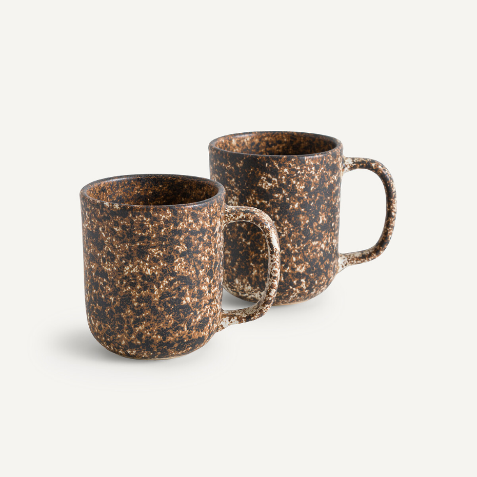 Lot de 2 mugs en grès émaillé mat, Rusty