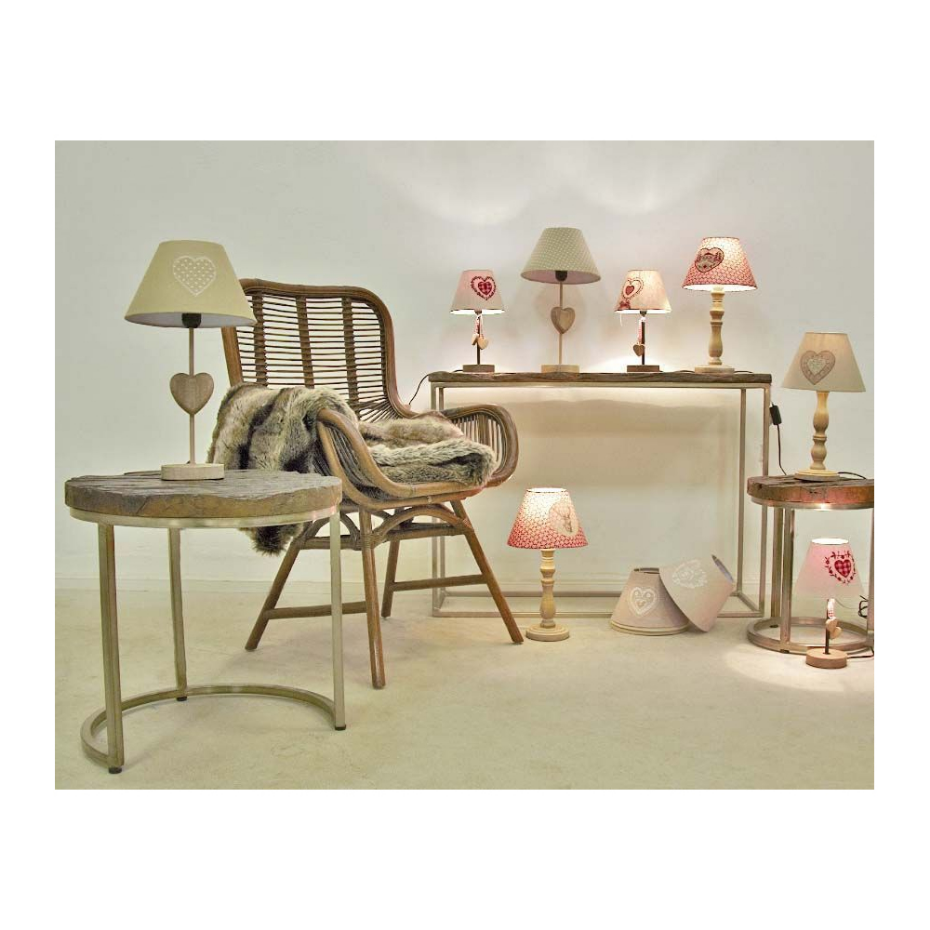 Lampe à poser en bois et coton rouge Lot de 2