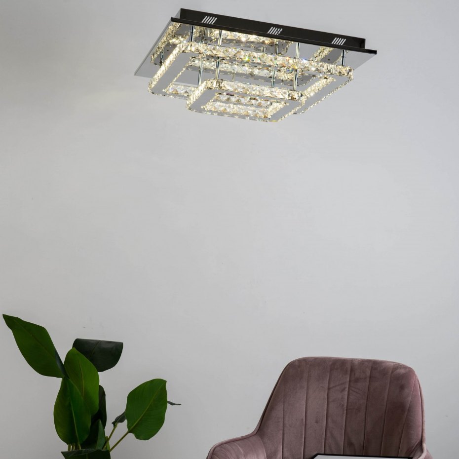 Plafonnier LED carré cristal - WADE