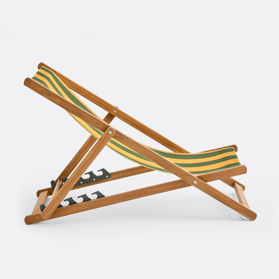Chilienne en acacia massif, tissu avec motif à rayures, VALERIA