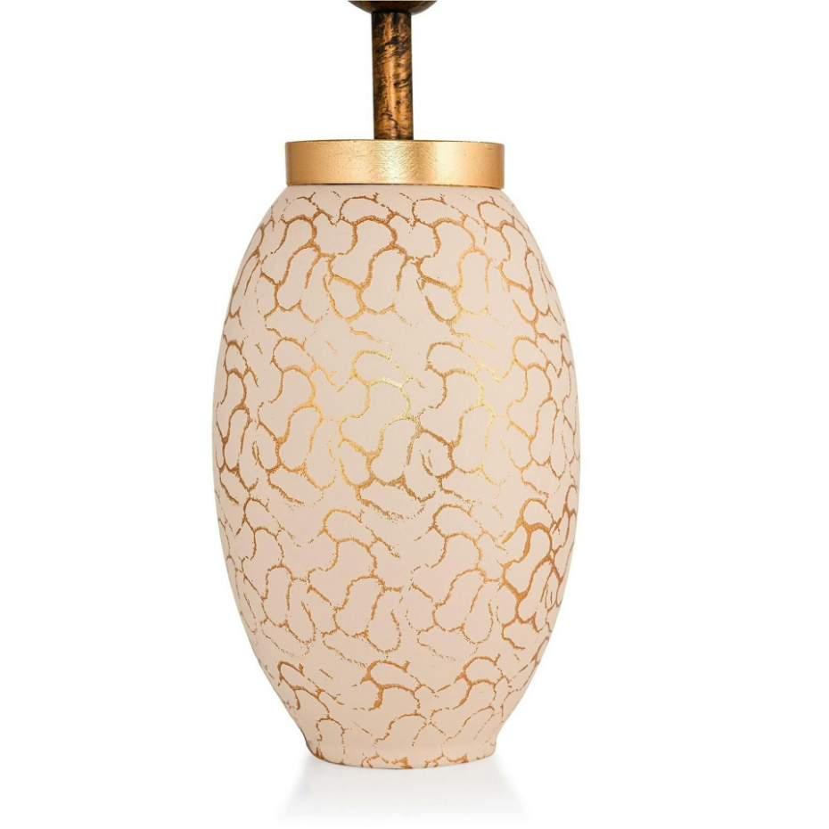 Lampe à poser moderne chic dorée, abat-jour brun chiné KARS