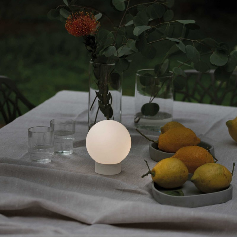 Lampe Luna D'extérieur Sans Fil En Verre Blanc