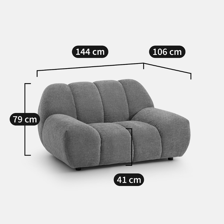 Fauteuil XL, velours côtelé vintage, Nuria
