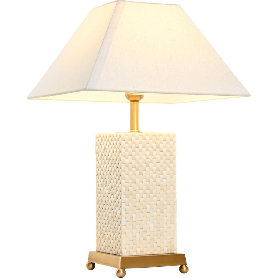 Lampe de table carrée en laiton et os Item Home India Lamps 1c25
