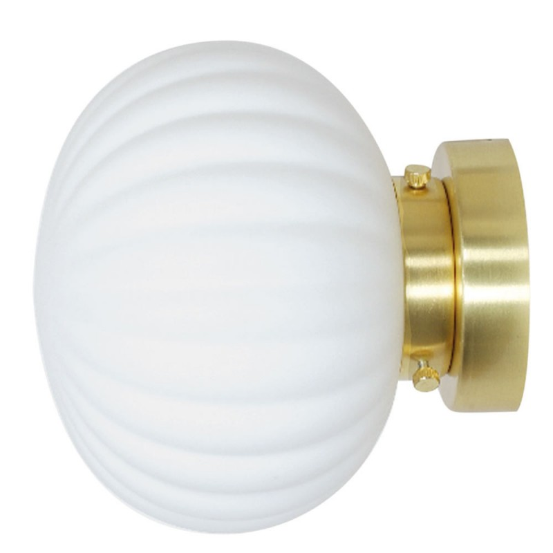 Applique Globe Opale Et Doré Satiné Flot
