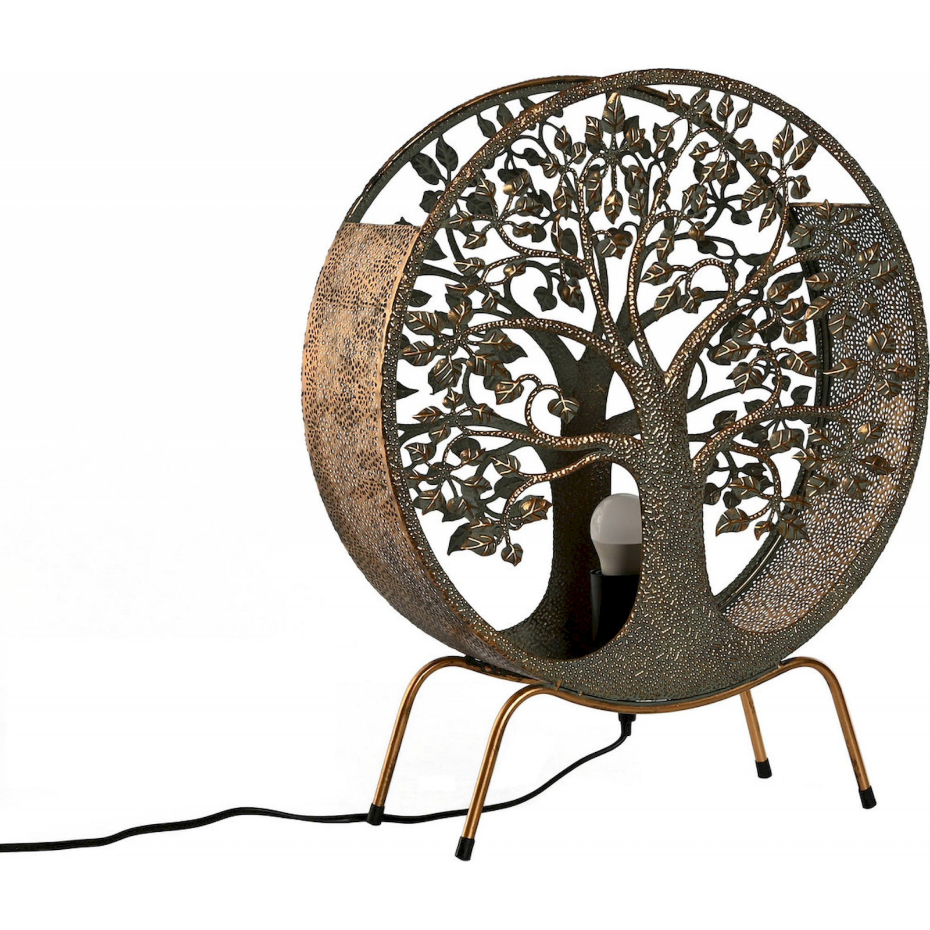Lampe de table en métal motif arbre design