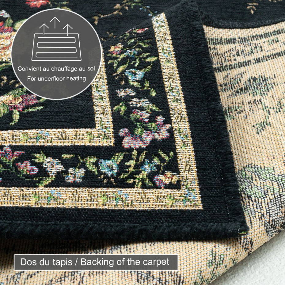 Tapis floral tissé à la machine avec bordure - Flomi