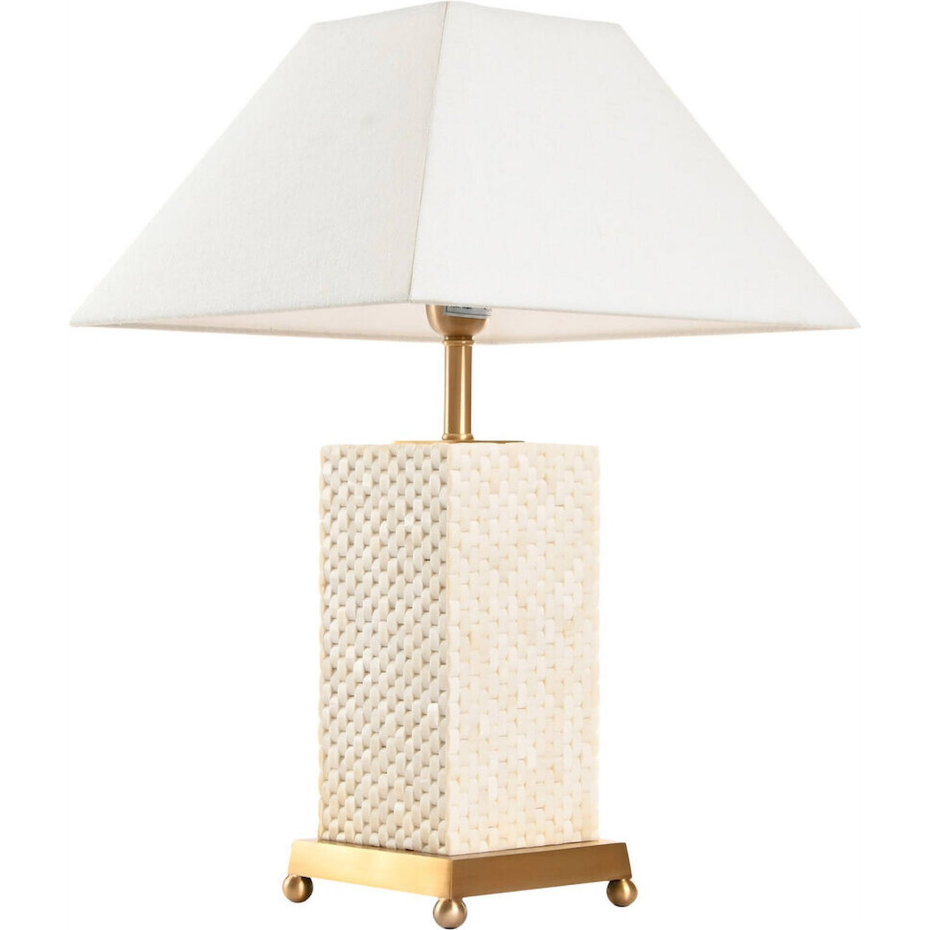 Lampe de table carrée en laiton et os Item Home India Lamps 1c25