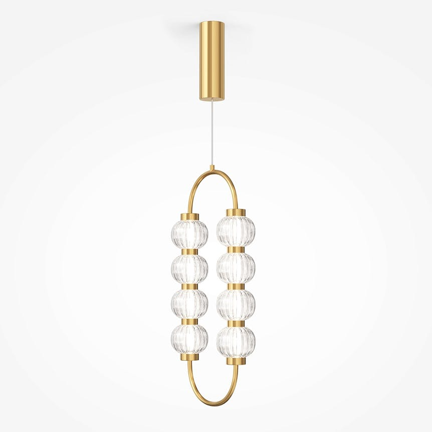Suspension rétro verre - perles ciselées cadre doré BELLA