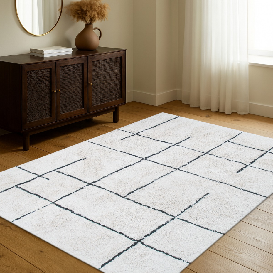 Tapis salon lavable berbère en coton  ATLAS - style bohème