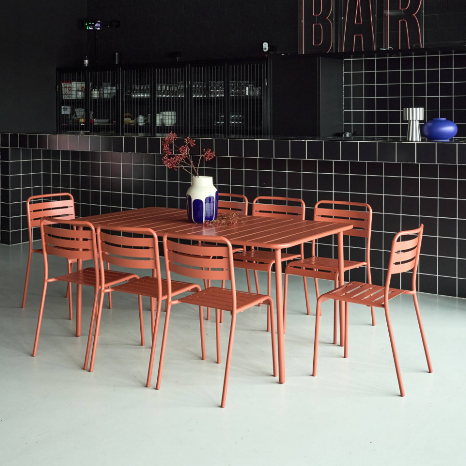 Table de jardin métal + 8 assises AMÉLIA