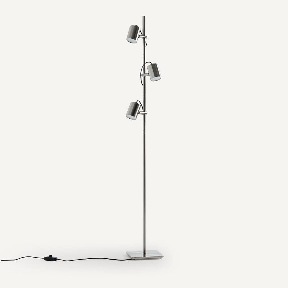 Lampadaire spots finition nickel satiné, Girevole
