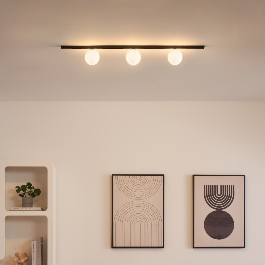 Kit rail 3 boules LED verre dépoli - LYNE