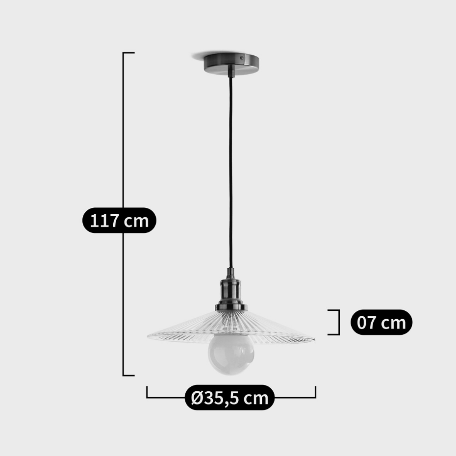Suspension laiton et verre strié Ø35,5 cm, Iloa