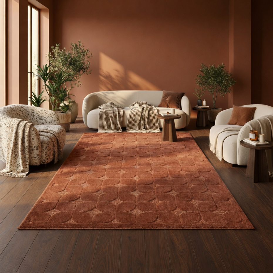 Tapis salon à relief moderne   rosé NEW AGE FIFTIES