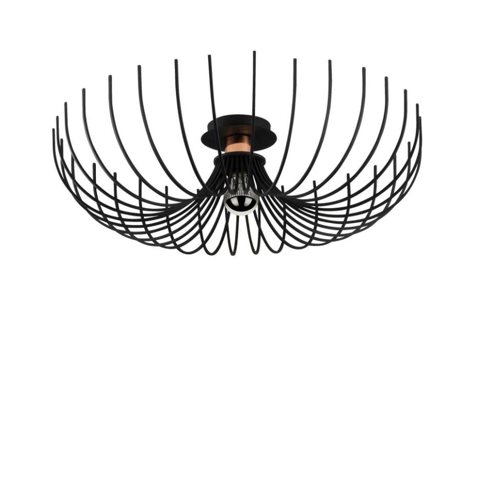 Plafonnier design métal noir filaire forme corolle ERZIN