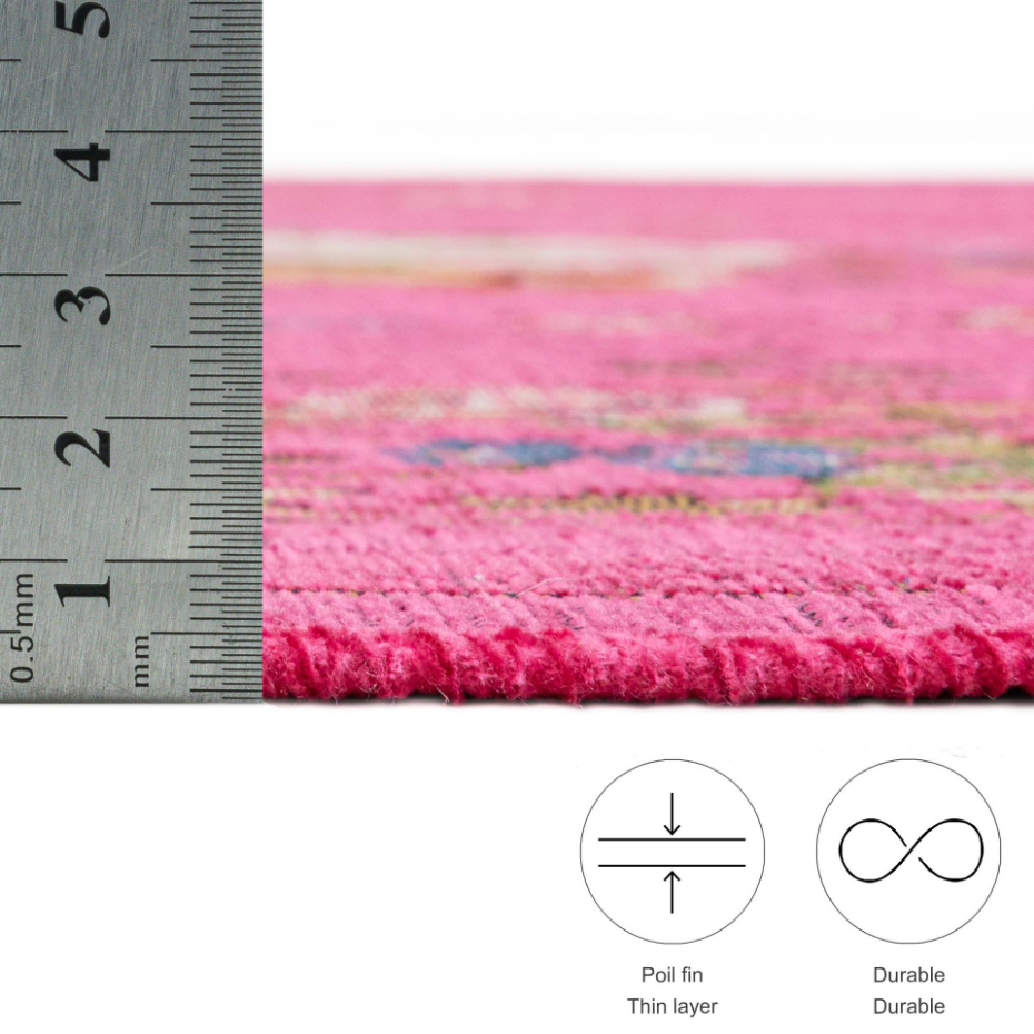 Tapis floral tissé à la machine avec bordure - Flomi