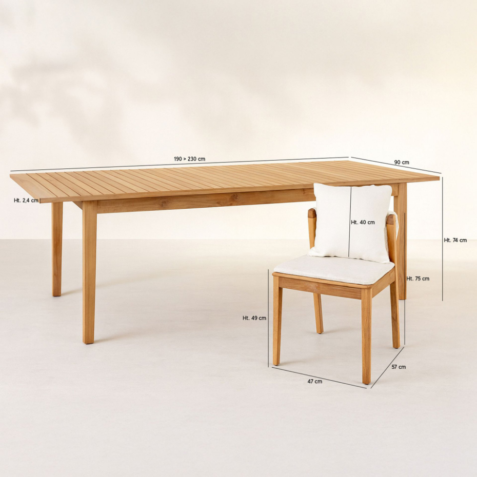 Salon de jardin table et 10 chaises en acacia, FIDJI