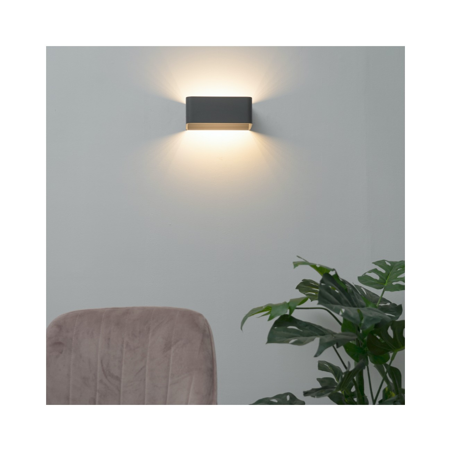 Applique LED grise 20 cm murale - QUADRA