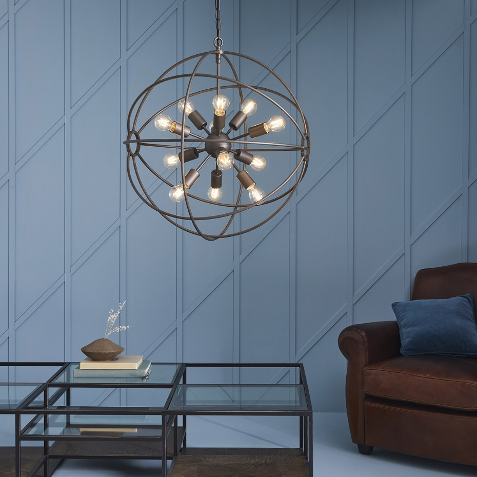 Lustre métal gris Spoutnik D100cm