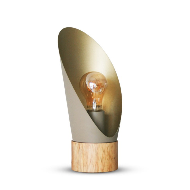 Lampe De Table Spoon Bois Et Métal Couleur Gris Taupe
