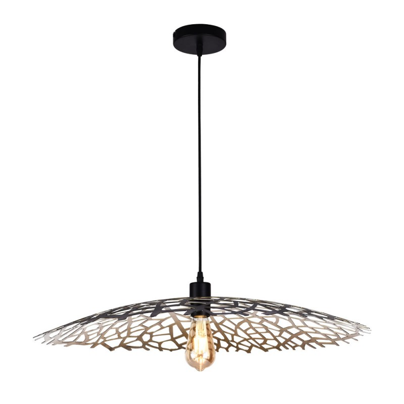 Suspension Leaf Metal Noir Et Or Gm