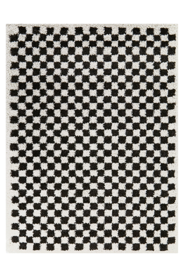 Tapis damier poils longs doux et volumineux CHECKERS