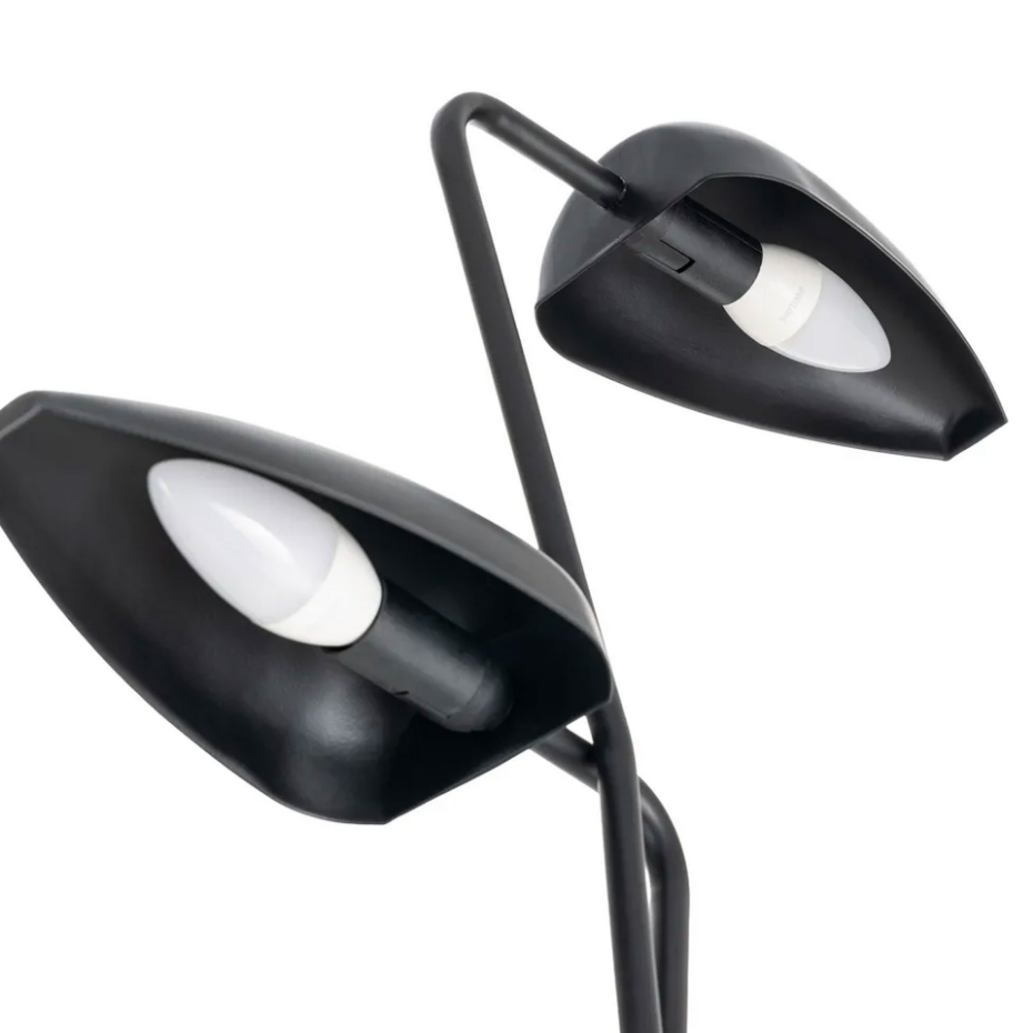 Lampadaire design double en métal noir 40.5x25x142.5cm