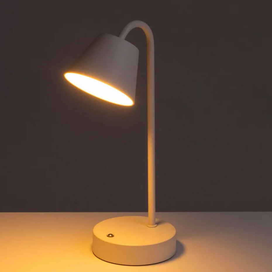 Lampe de bureau métal blanc LED sans fil 11x16x32cm
