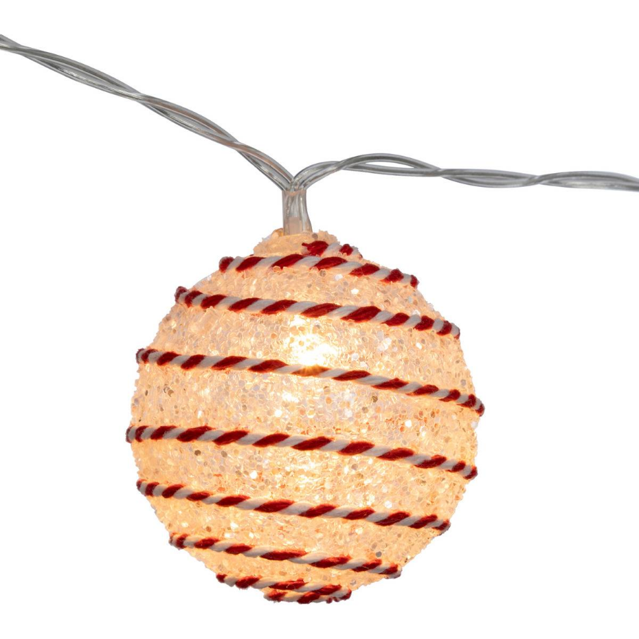 Guirlande à boules blanches et rouges 10 LED blanc chaud L165cm à piles