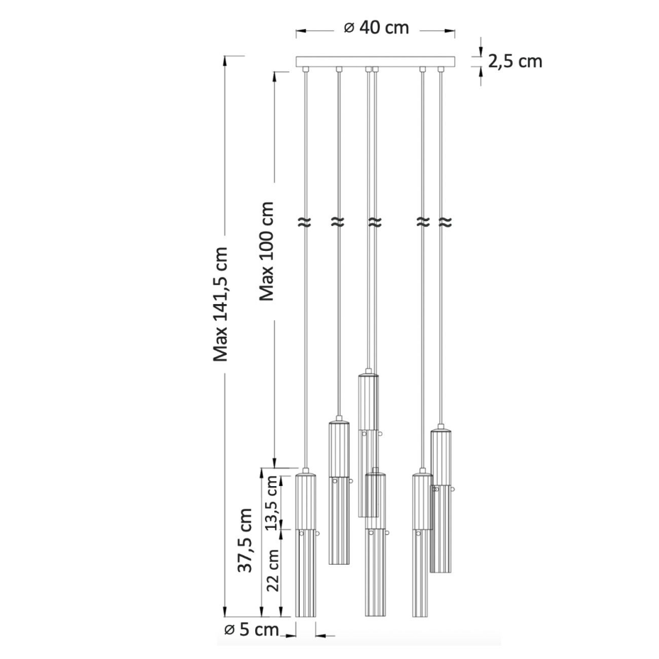 Grande Suspension avec Tubes en Verre - POGGIO