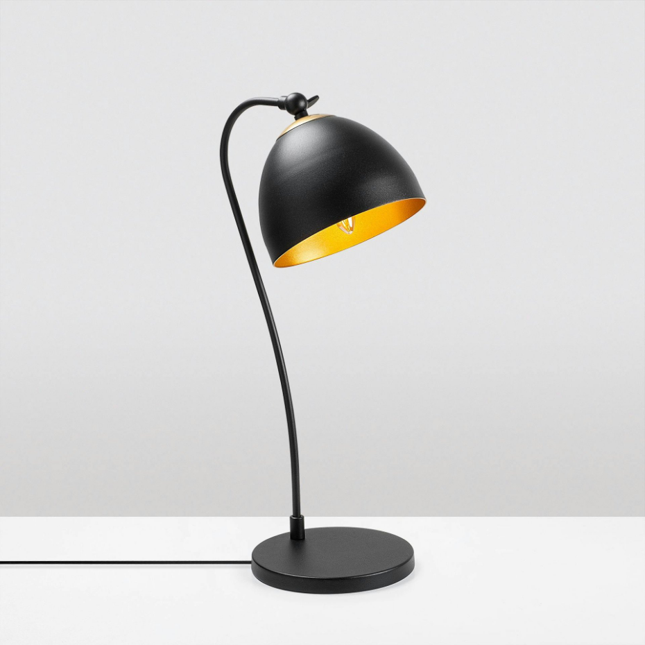 Lampe de chevet moderne noire et dorée, 54 cm SILE