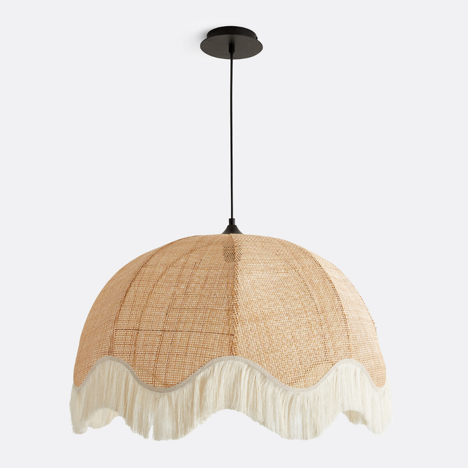 Suspension frangée en rotin Ø69 cm, Daphné
