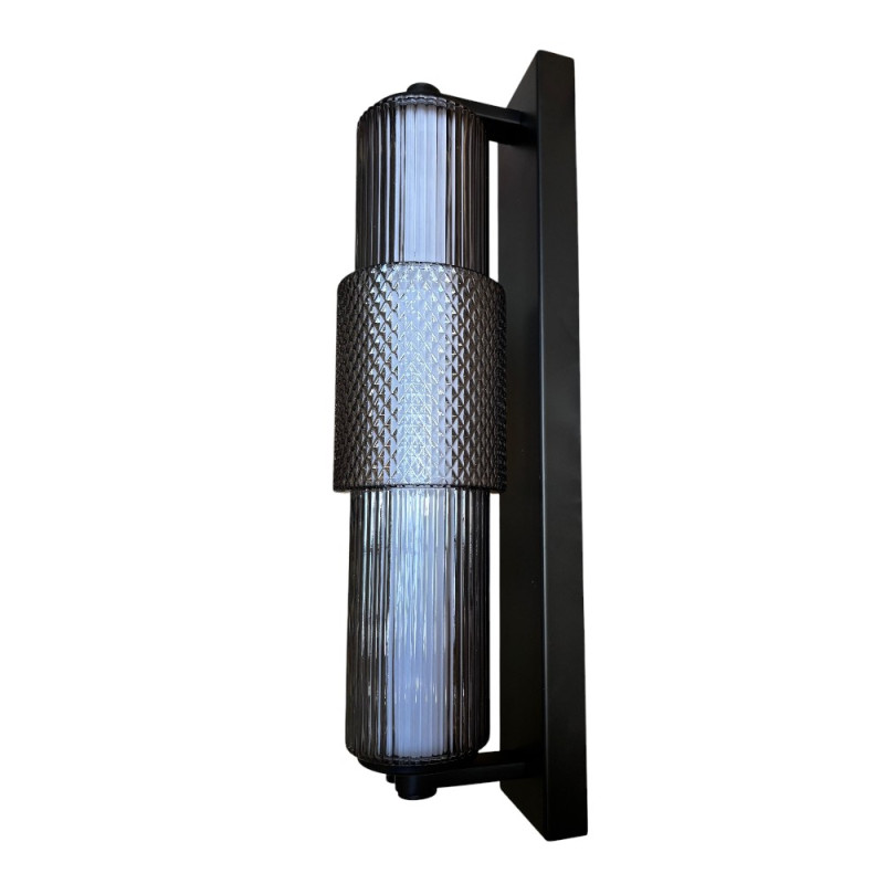 Applique Salle De Bain Led Mojo verre fumé et noir