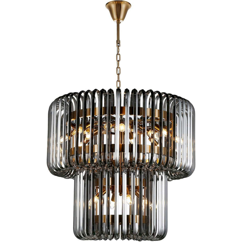 Lustre rond en verre et métal pour salon