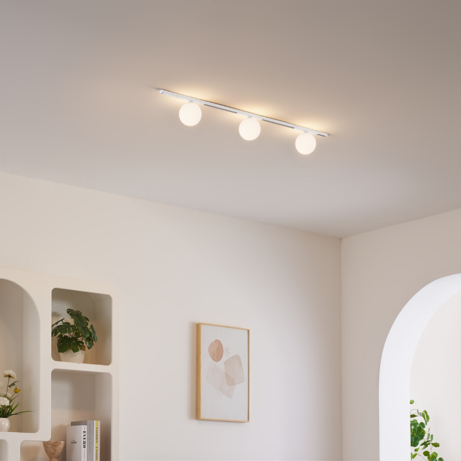 Kit rail 3 boules LED verre dépoli - LYNE