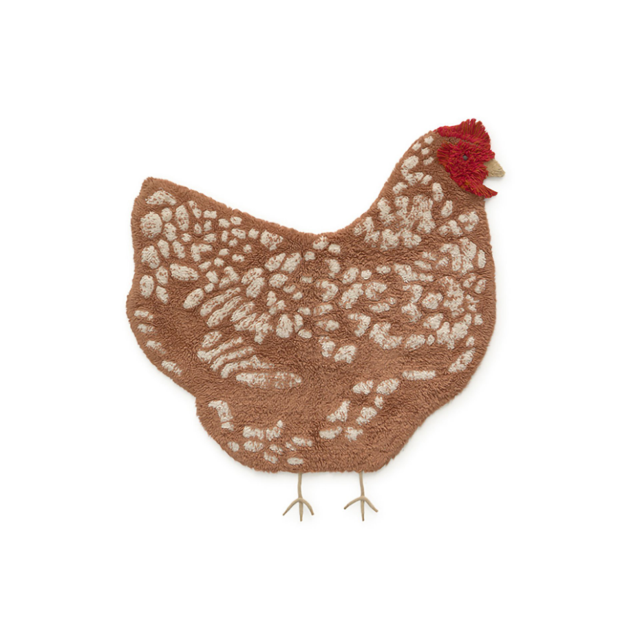 Tapis enfant lavable en coton Poule GROWING UP ON A FARM