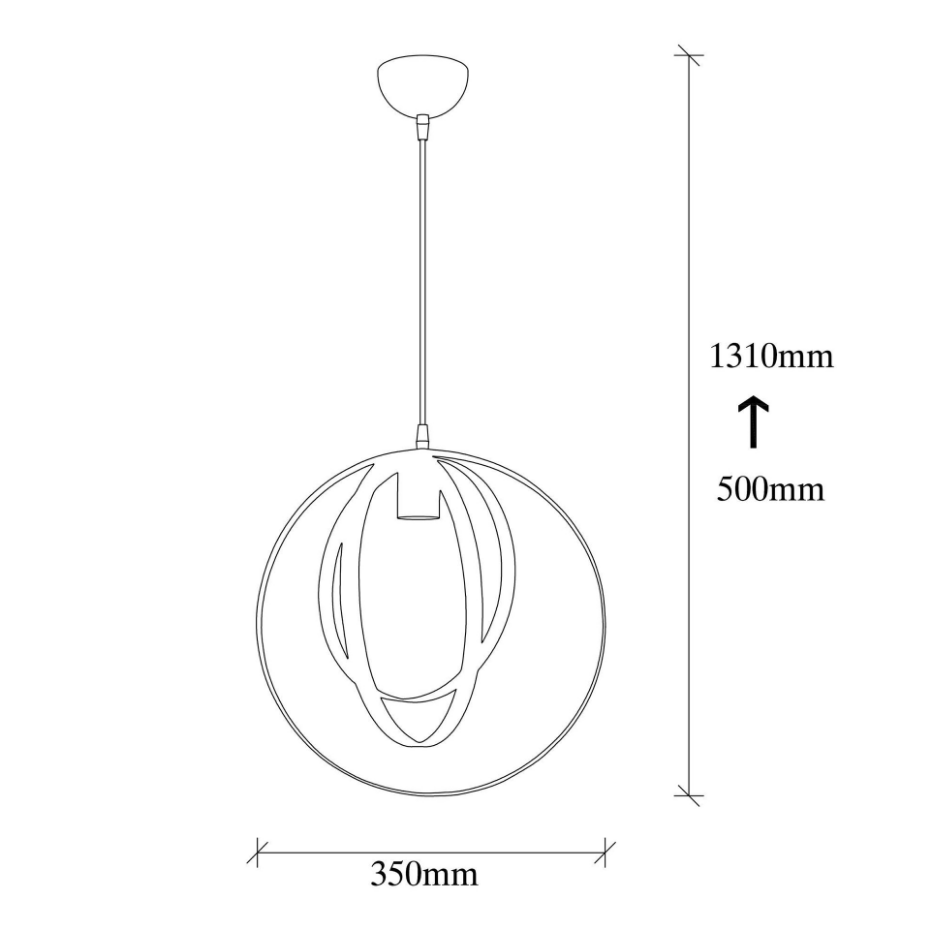 Suspension design noire filaire, anneaux entrelacés SILE