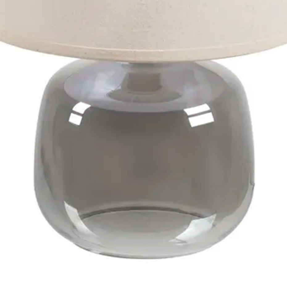 Lampe à poser pied en verre gris et abat jour beige 27x27x37cm