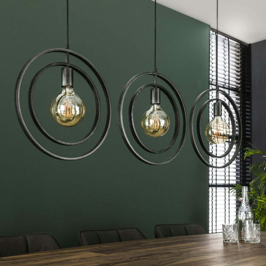 Suspension 3 lampes anneaux croisés TRIBECA
