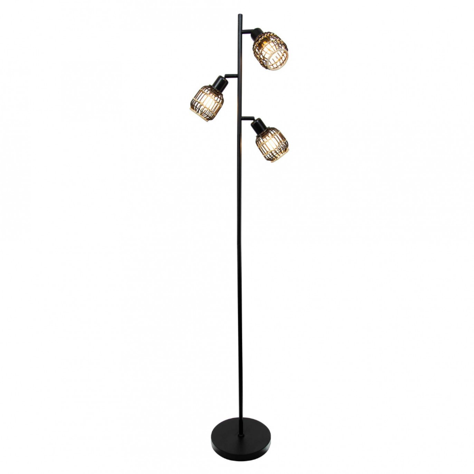 Lampadaire en métal et rotin tressé, LATIE