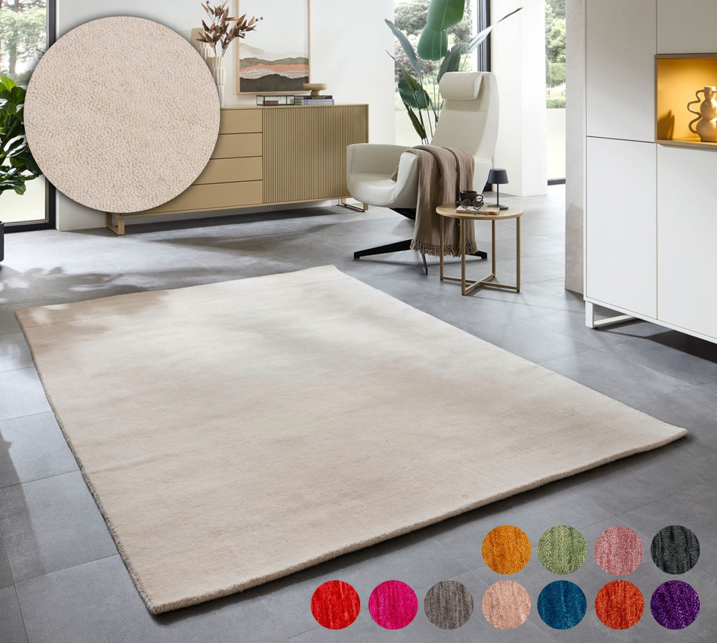 Tapis UNI en laine vierge tissé à la main agréable au toucher