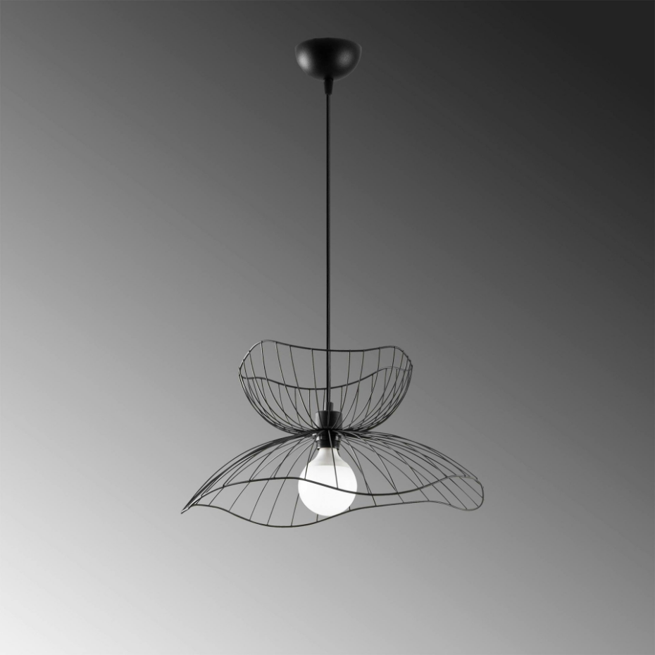 Suspension design noire filaire fleur stylisée SINOP