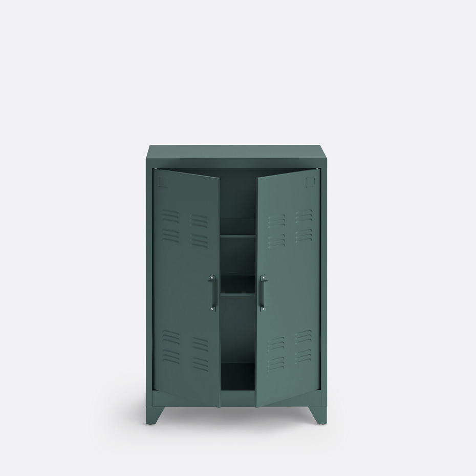 Armoire basse 2 portes en métal acier, Hiba