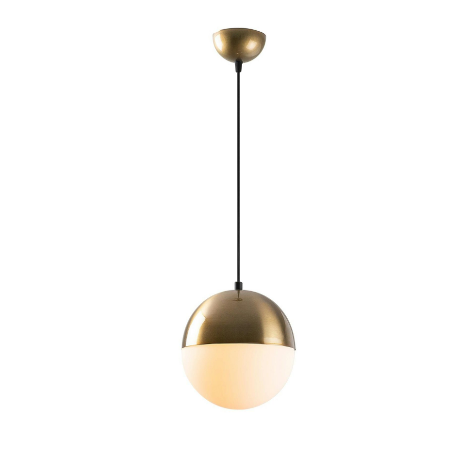 Suspension vintage globe blanc & doré Ø20 cm SIERRE