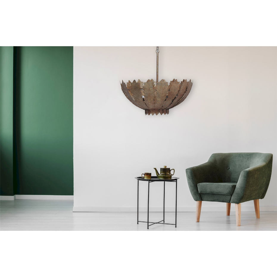 Suspension lustre en fer style feuille rond